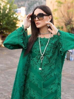 Luxury blue embroidered Pakistani suit for women, perfect for weddings and special events.