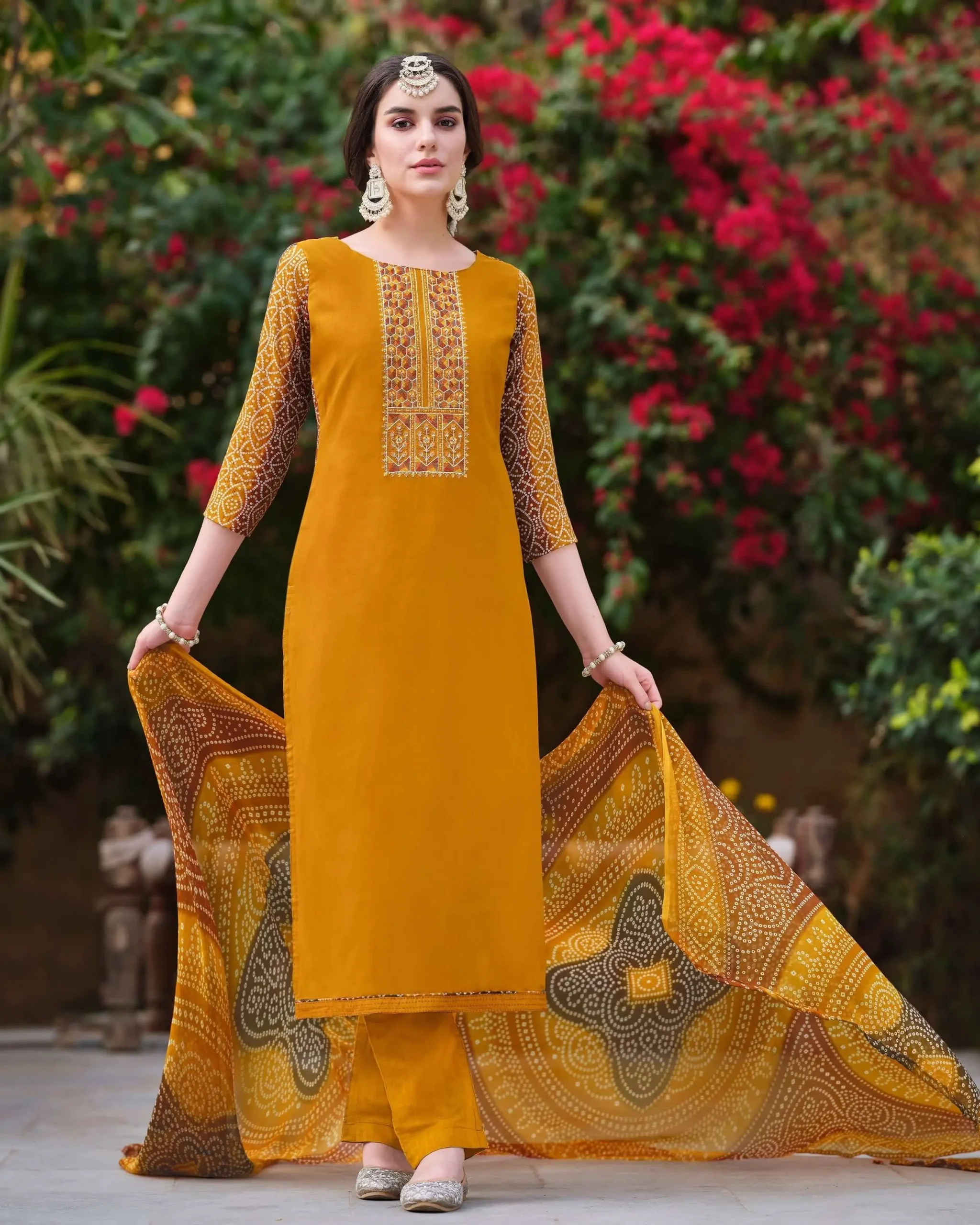 Humsafar Embroidered Rayon Suit with Nazneen Dupatta by ELIBAS – Unstitched Summer Wear