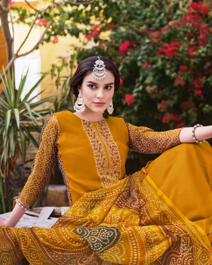 Humsafar Embroidered Rayon Suit with Nazneen Dupatta by ELIBAS – Unstitched Summer Wear